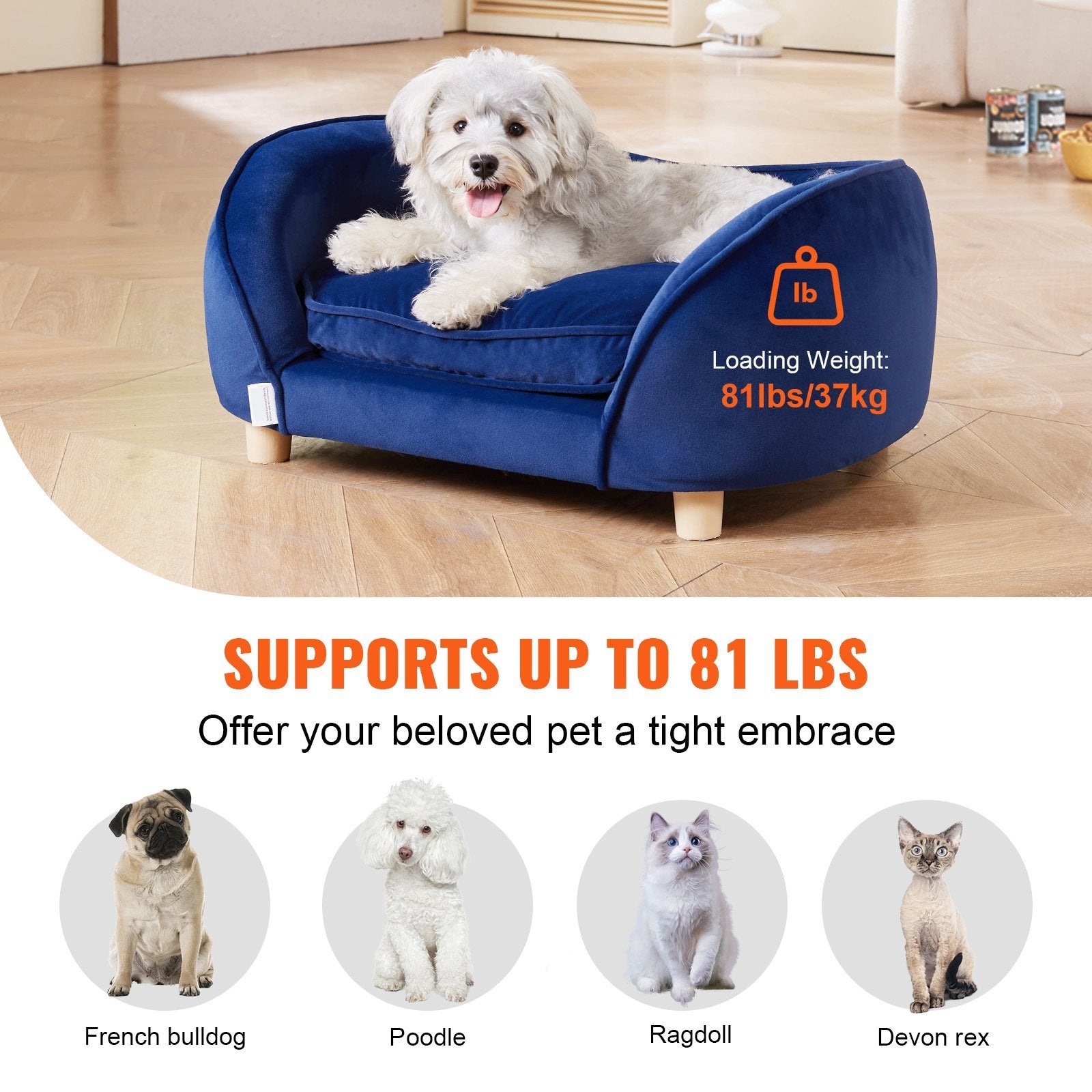VEVOR Haustier Sofa Hundecouch für mittelgroße Hunde und Katzen Hundesofa Bett 81 lbs