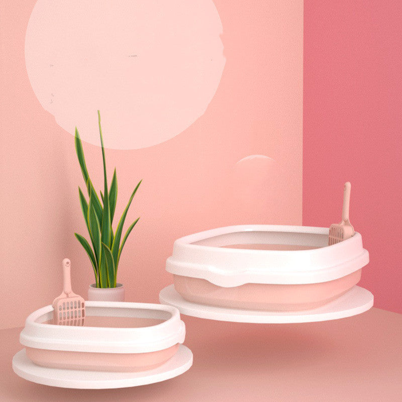 Katzentoilette mit Schaufel, Hochwertige Anti-Spritz-Katzentoilette aus Kunststoff